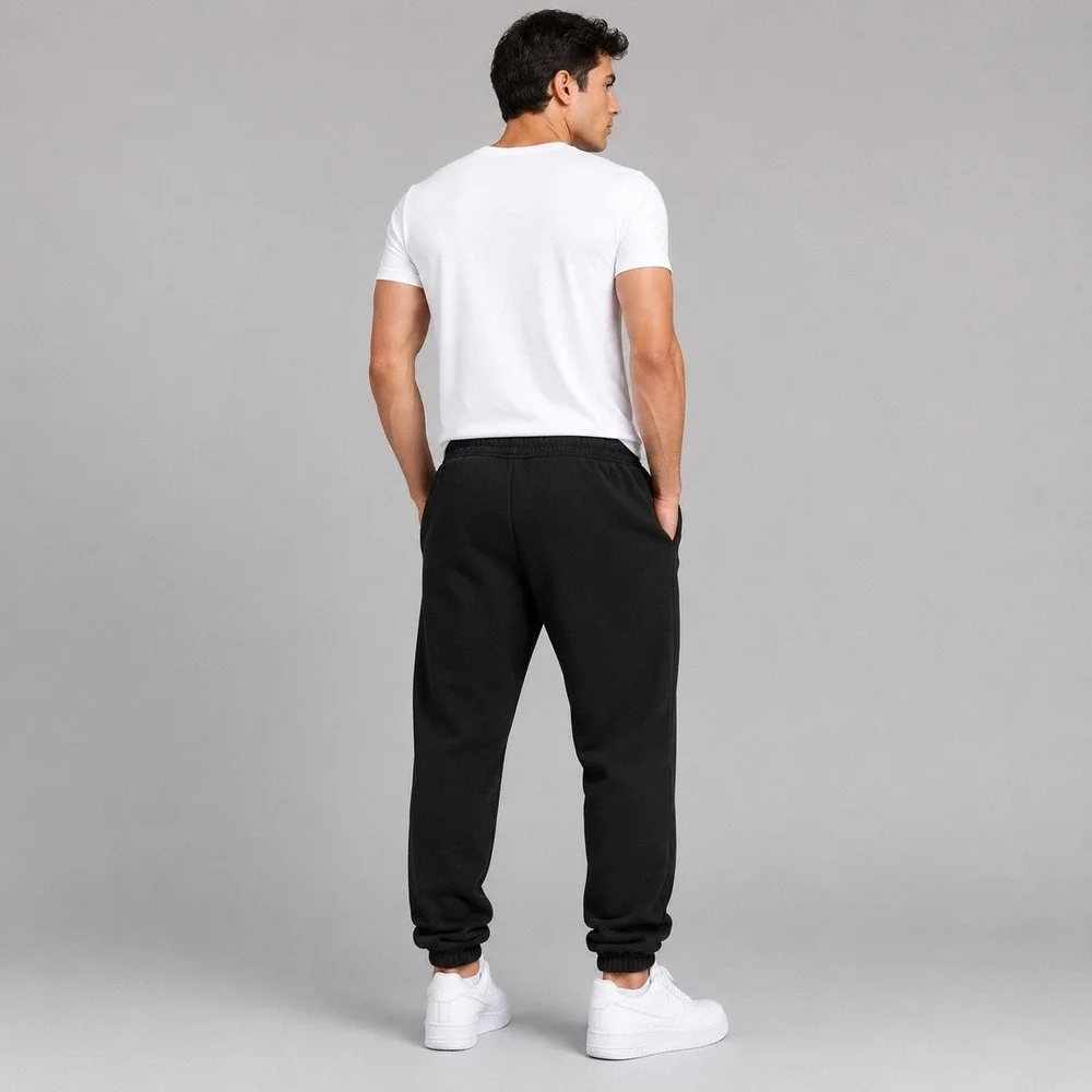 The North Face Sweatpants Men Large Black Fleece Joggers Logo Zip Pockets Casual